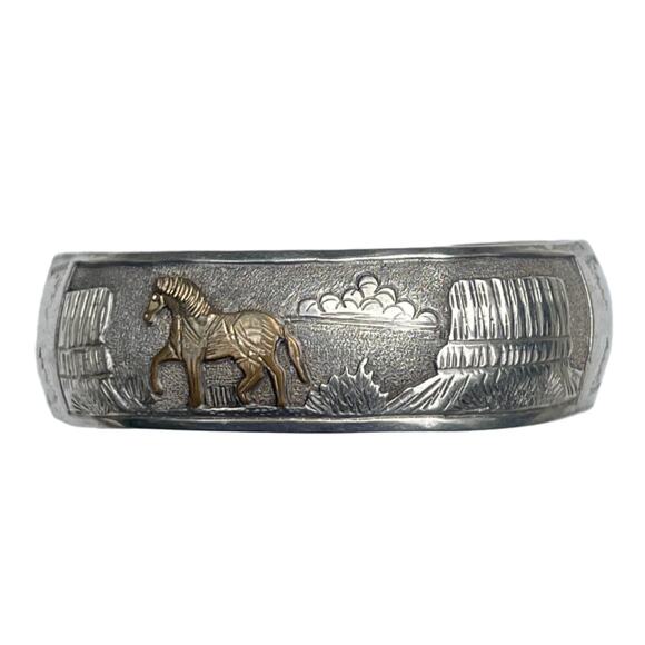 Vintage Gilson Smith Native American Story Panel Sterling Silver Cuff Bracelet